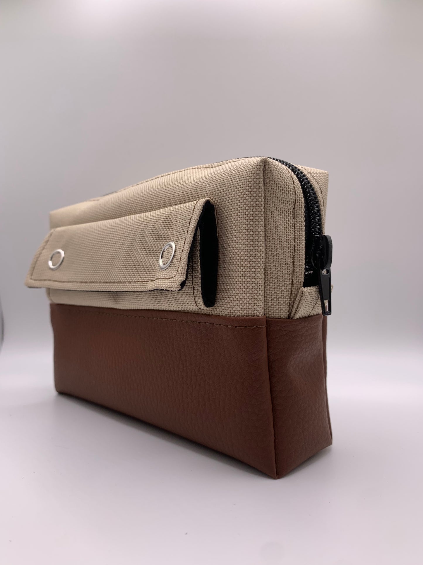 Sac ANNIE beige et similicuir marron