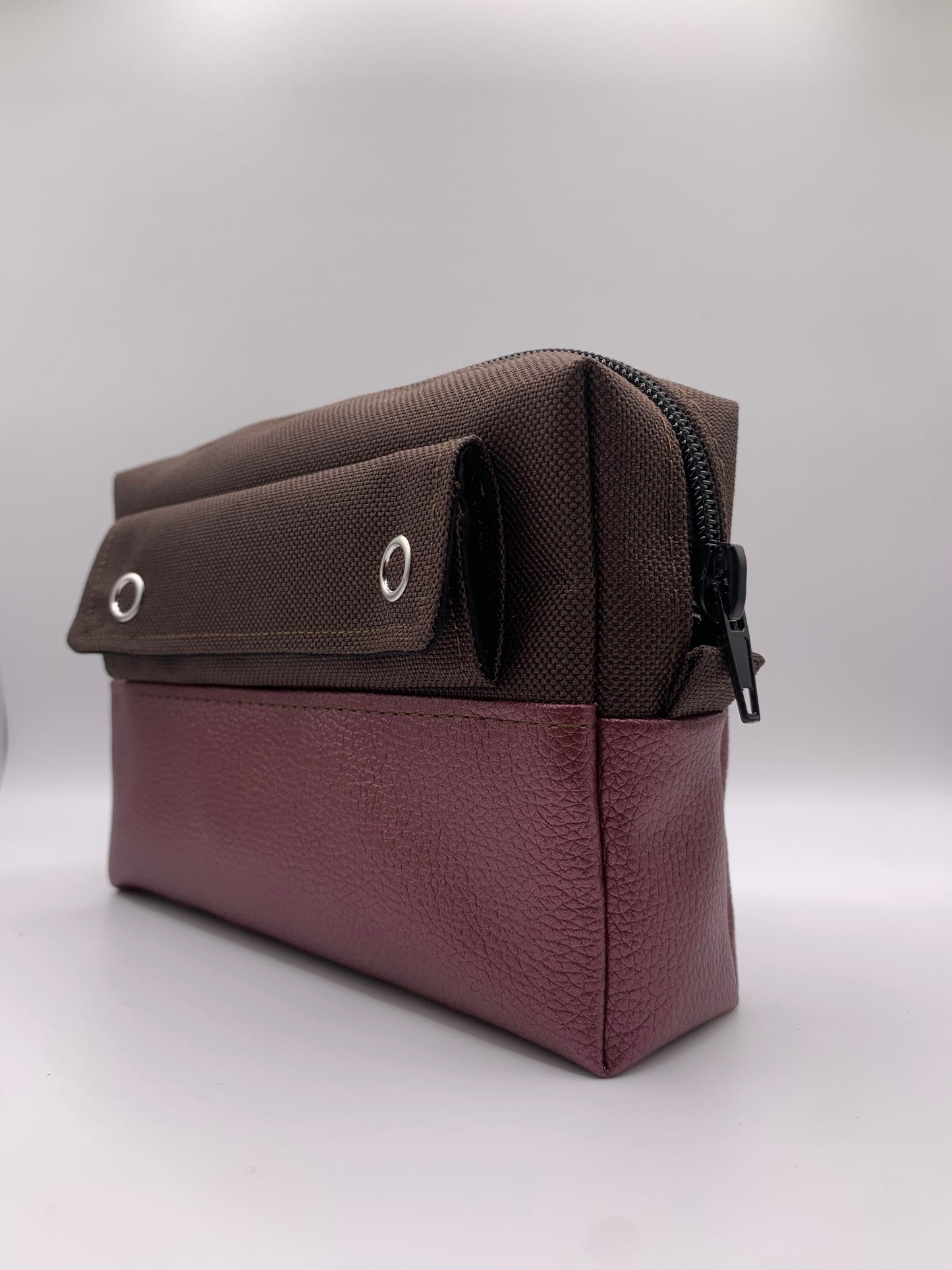 Sac ANNIE marron chocolat et similicuir violet métallisé