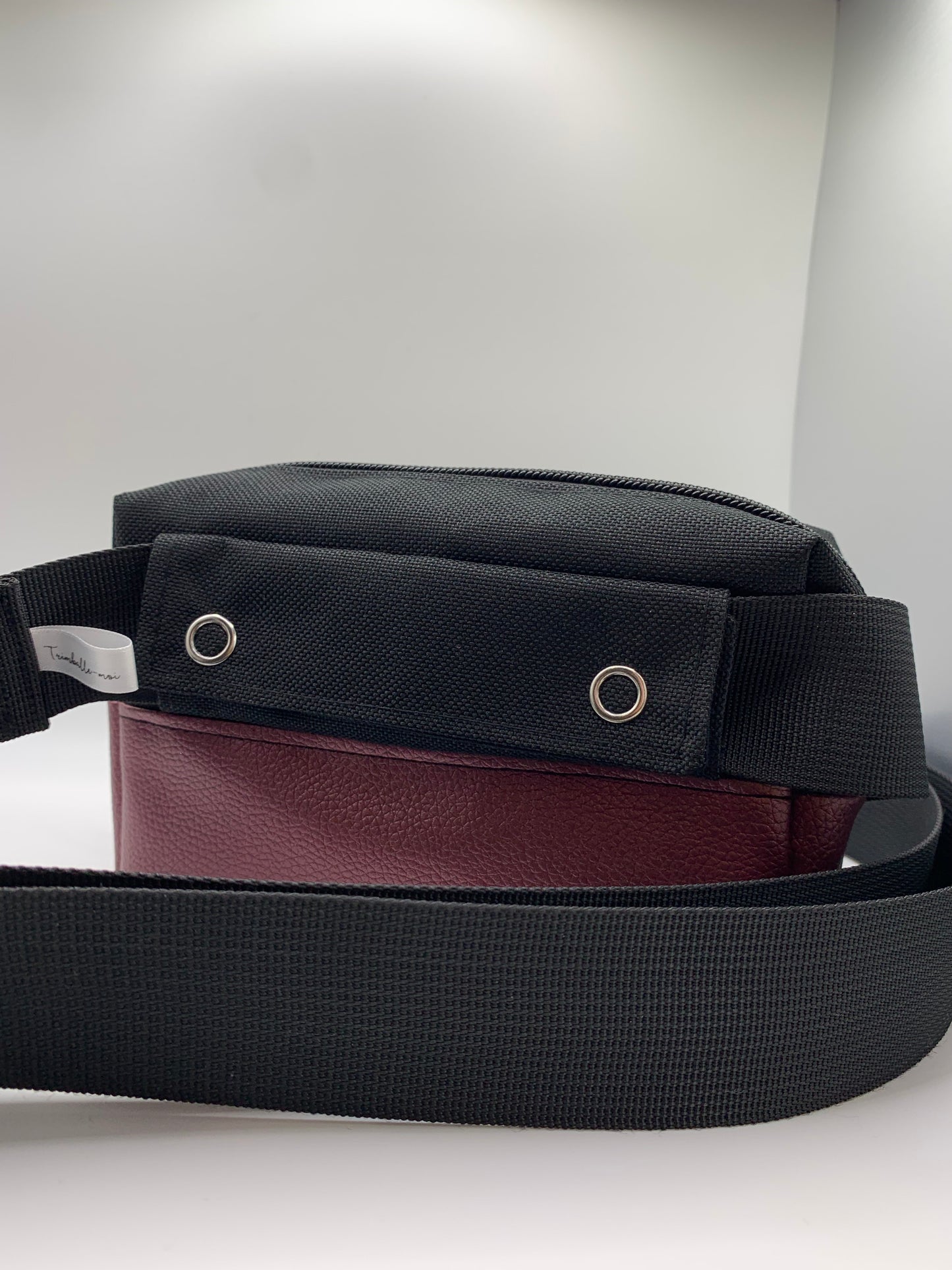 Pack sac ANNIE noir avec similicuir violet métallisé + ceinture