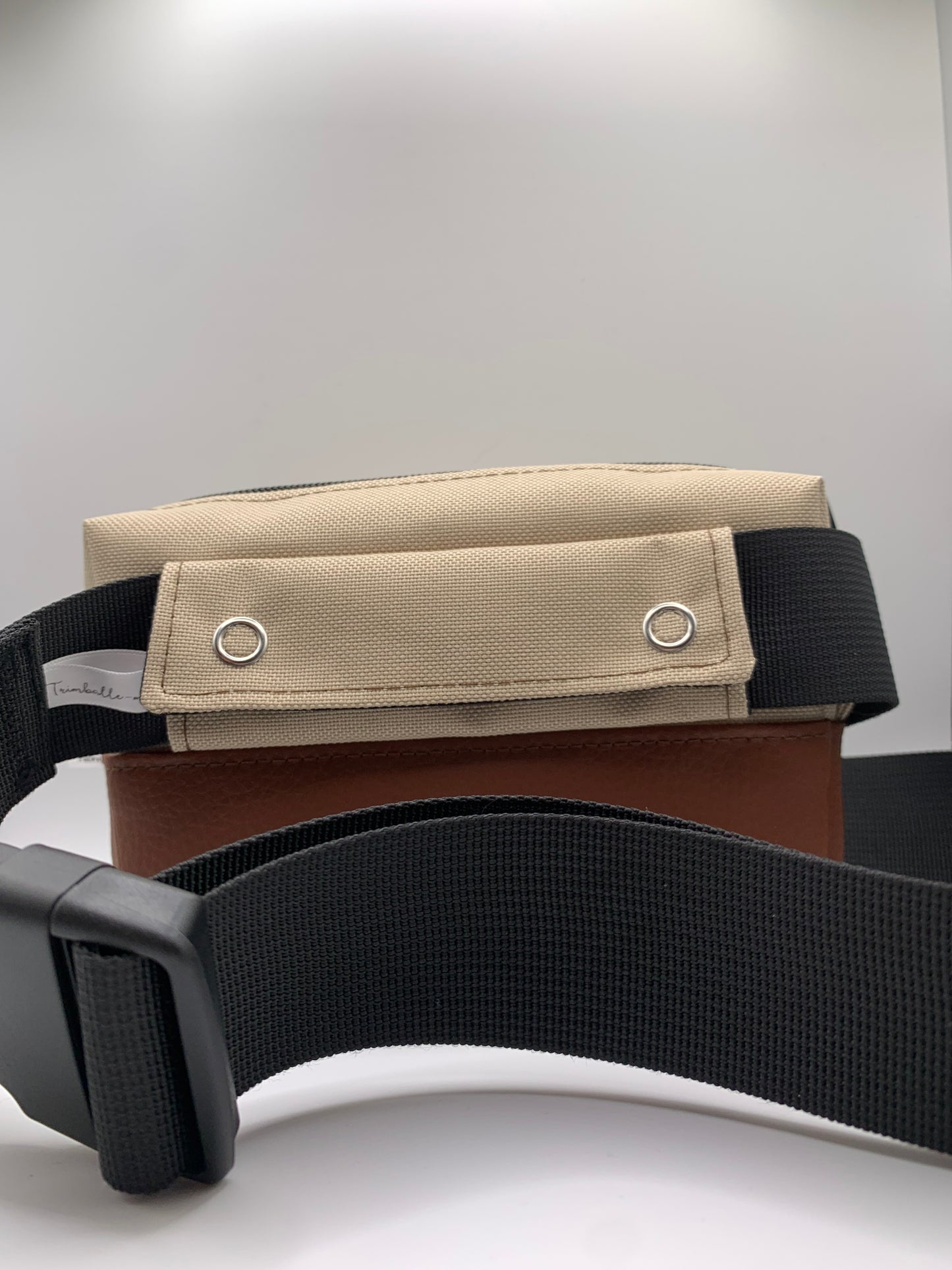 Pack sac ANNIE beige avec similicuir marron + ceinture