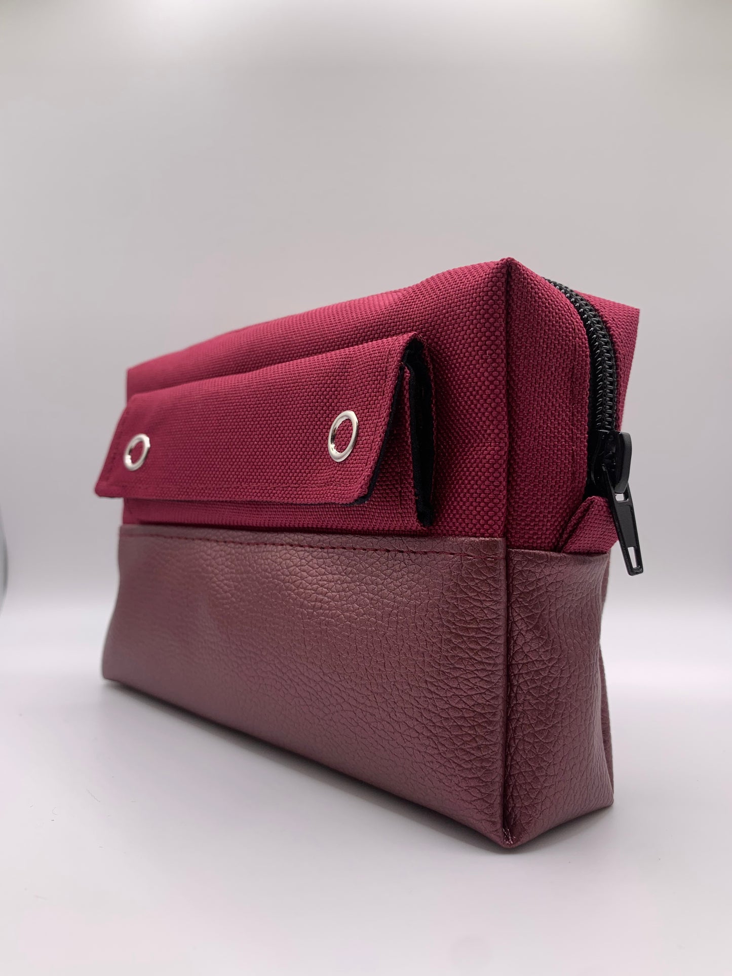 Sac ANNIE rouge cerise et similicuir violet métallisé