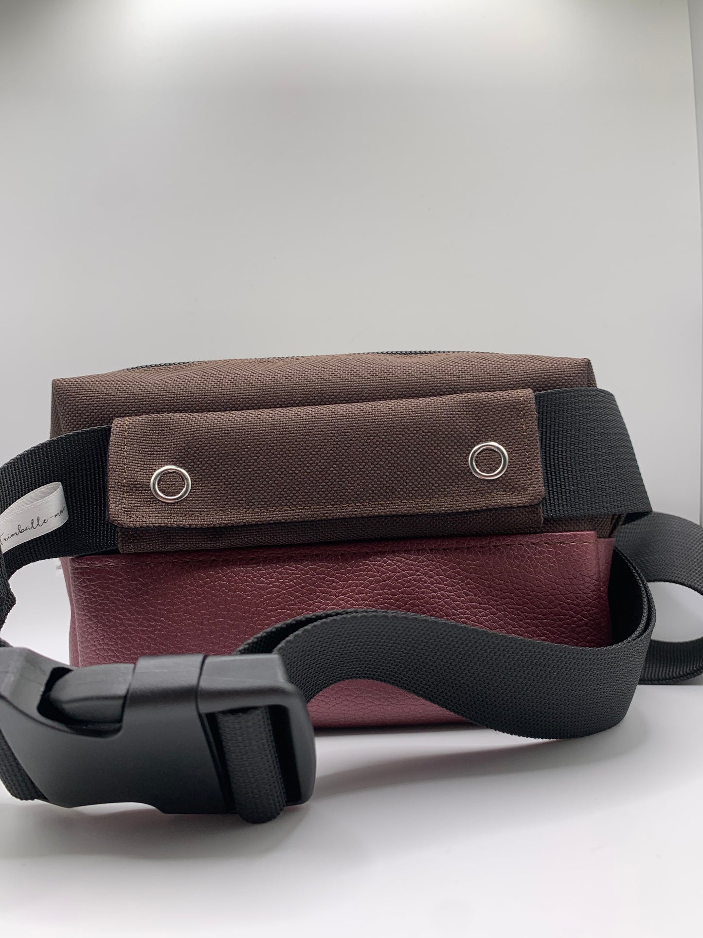 Pack sac ANNIE marron chocolat avec similicuir violet métallisé + ceinture