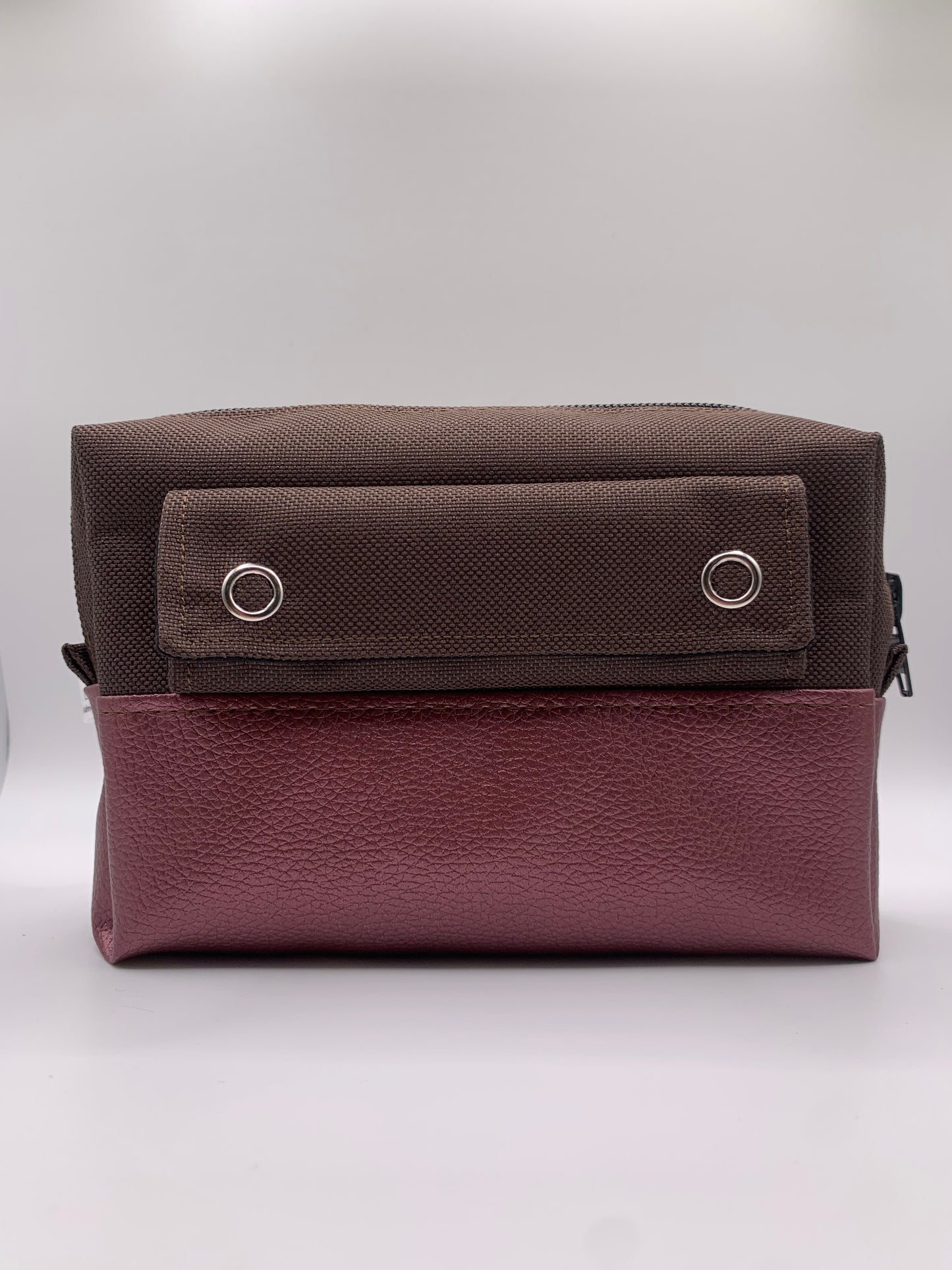 Pack sac ANNIE marron chocolat avec similicuir violet métallisé + ceinture