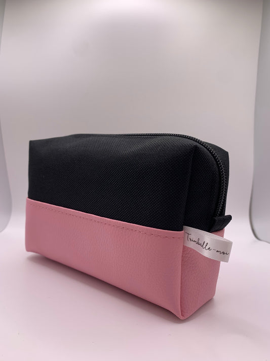 Pack sac noir avec similicuir rose + ceinture