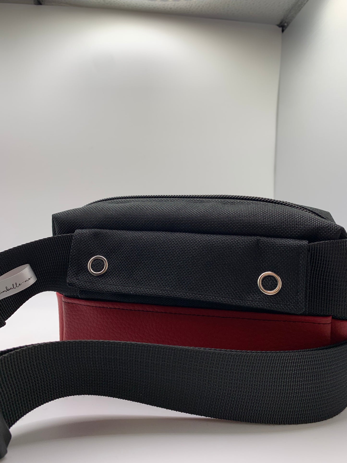 Pack sac ANNIE noir avec similicuir rouge foncé+ ceinture
