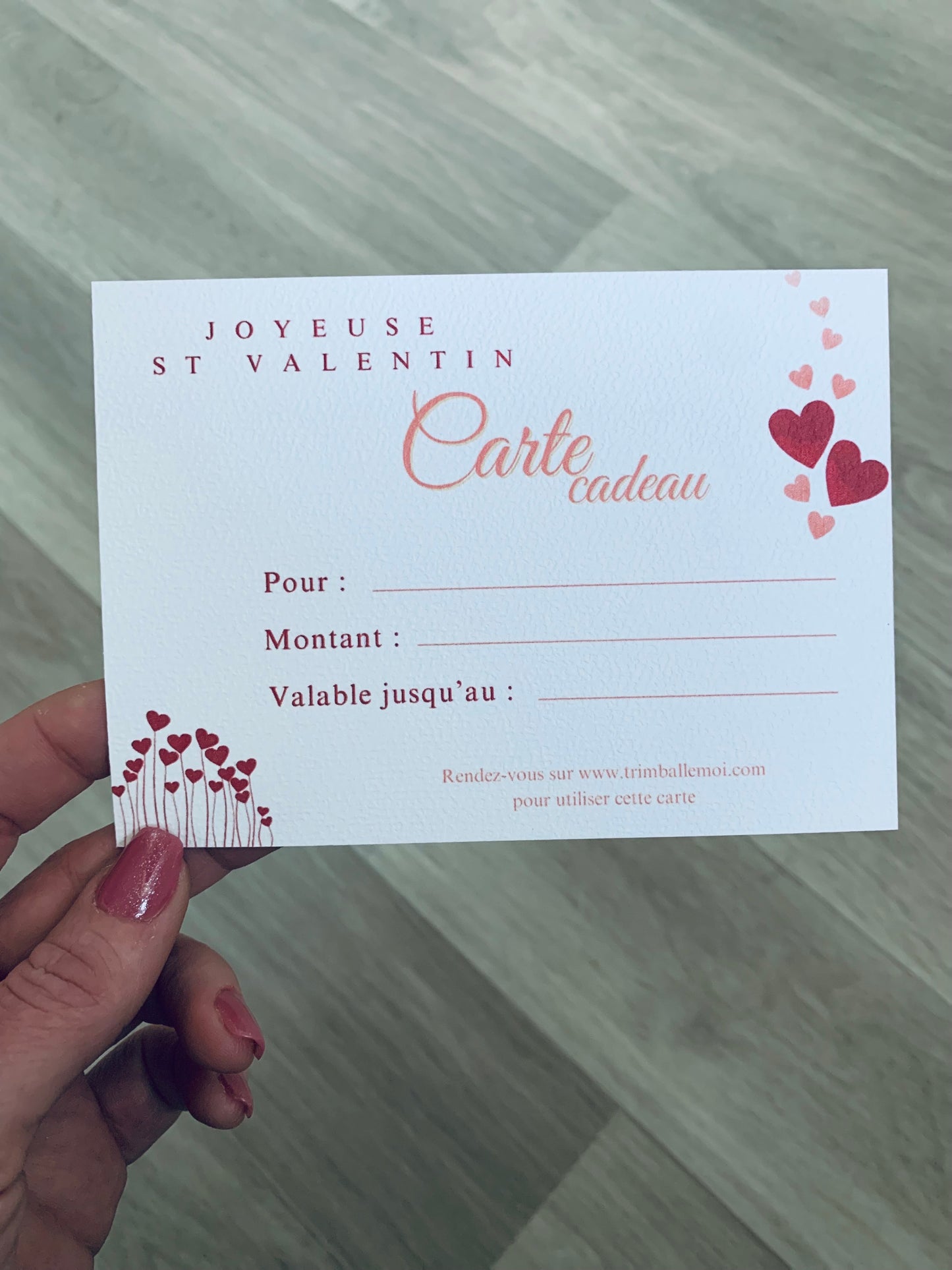 Carte cadeau St-Valentin